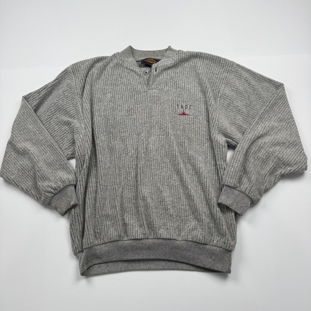 Vintage Sunrise Sweater Mens Large Gray Taos Embroidered Pullover Made USA 90s
